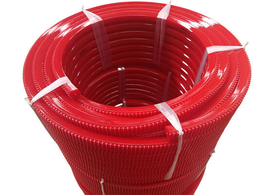 Red Color Polyurethane PU Super Grip Belt Hardness 90A Cusotm Length